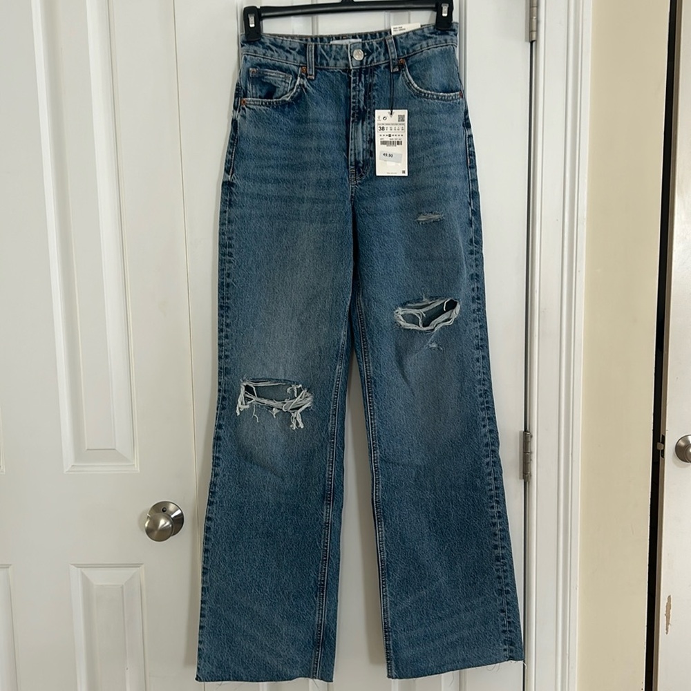 NWT, Zara High Rise, Full Length Boyfriend Jean, Size 6